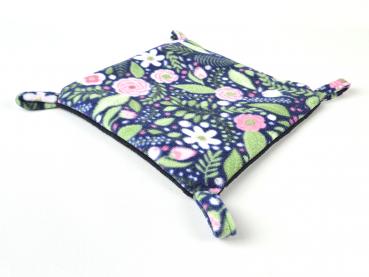 Hängematte für Meerschweinchen - 25 x 25 cm - Blumen/dunkelblau (limitierter Stoff)