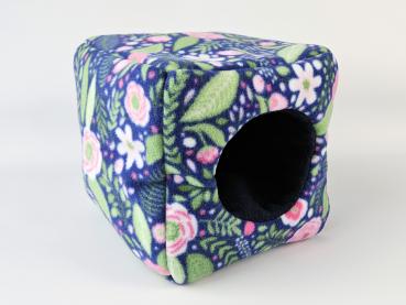 Kuschelwürfel - Blumen/dunkelblau (limitierter Stoff)