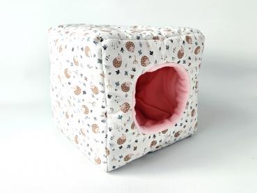 Kuschelwürfel - Igel auf weiß/rosa
